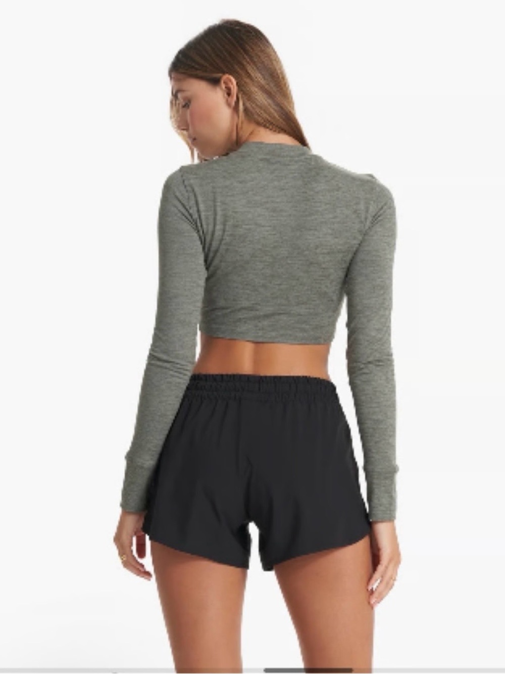 Vuori Lux Crop Tee Long-Sleeve Dusty Pine Heather - Picture 2 of 5